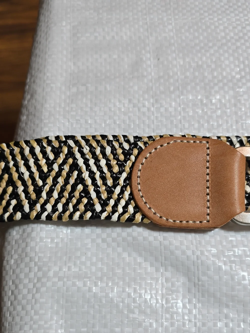 Coldwater Creek Raffia Stretch Belt With Silver Buckle